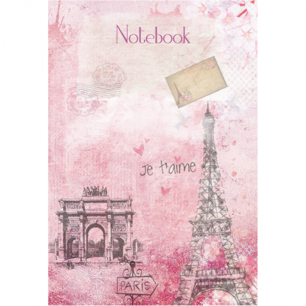 Notebook: France Paris Pink Digital Mixed Media Art Cover