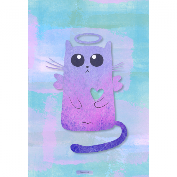 Notebook Cat Angel Purple Abstract Cover