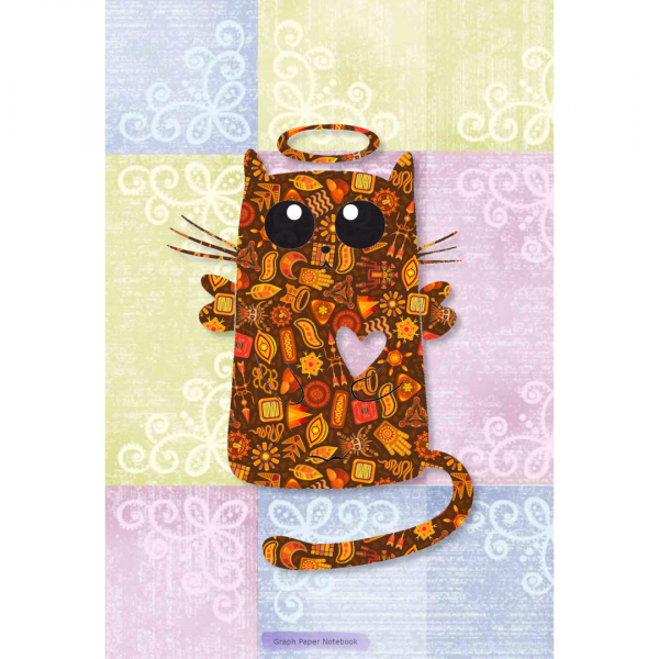 Graph Paper Notebook Cat Angel Autumn Fall Cover