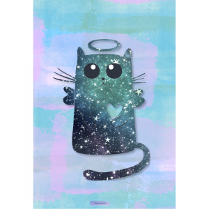 Notebook Cat Angel Blue Starry Night Cover