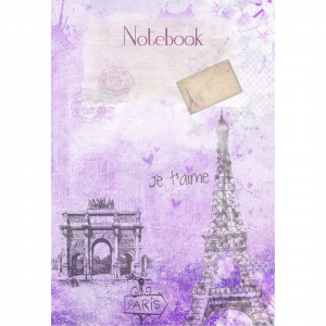 Notebook Paris Purple Digital Mixed Media Art Cover