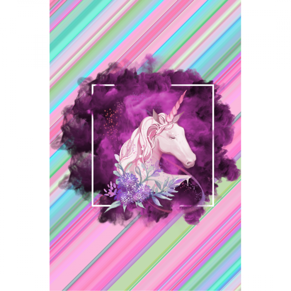Notebook Unicorn Pink Flowers Stripes Cover