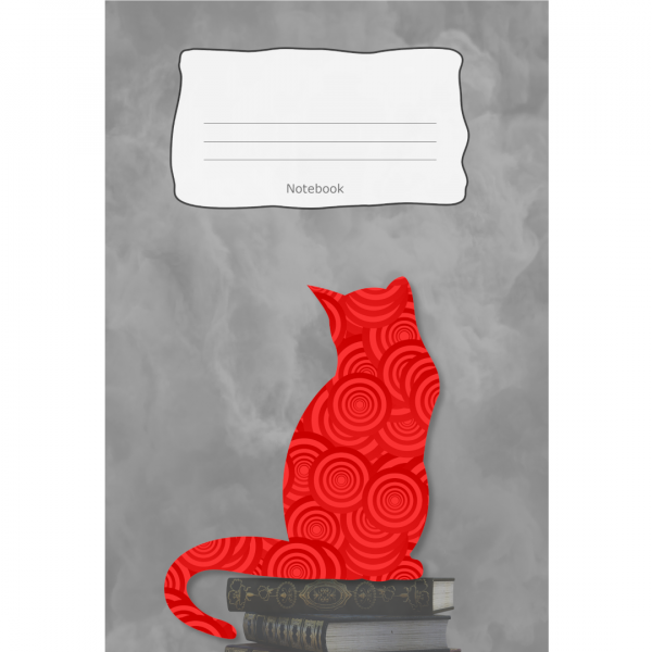 Notebook Geometric Cat Red Circles Cover