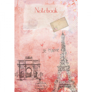 Notebook Paris Red Digital Mixed Media Art Cover