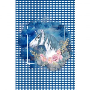 Notebook Unicorn Blue Flowers Squared Cover | 5x5 Graph Paper