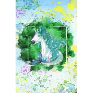 Notebook Unicorn Fishtail Green Watercolour Cover | Dot Grid Paper