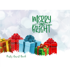 Merry and Bright Party Guest Book Christmas Presents Cover