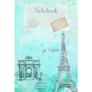 Notebook Paris Baby Blue Digital Mixed Media Art Cover