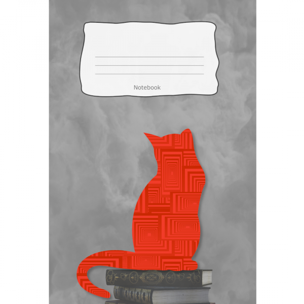 Notebook Geometric Cat Red Rectangles Cover