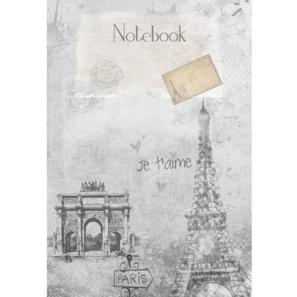 Notebook Paris Grayscale Digital Mixed Media Art Cover