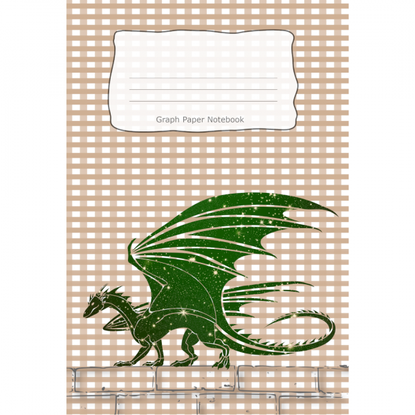 Graph Paper Notebook Green Stars Dragon Cover