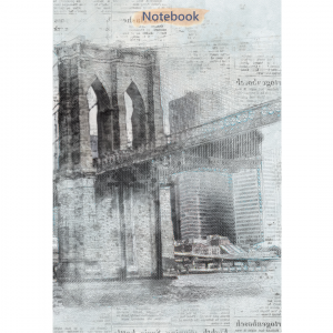 Notebook Brooklyn Bridge New York Digital Mixed Media Art Cover