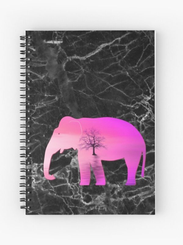 Pink Landscape With Tree Elephant Spiral Notebook
