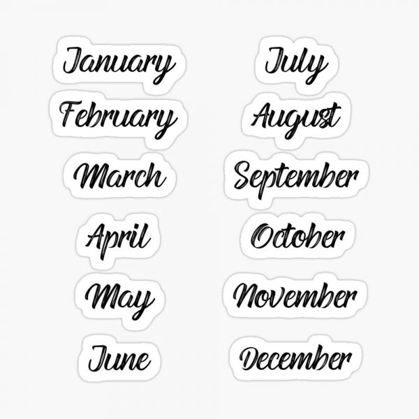 12 Months Black Cursive Font