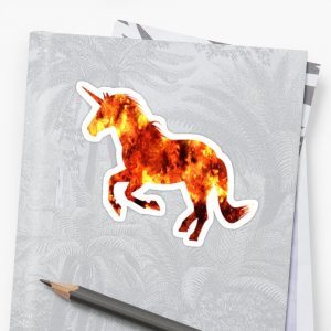 Fire Unicorn Abstract Art Sticker