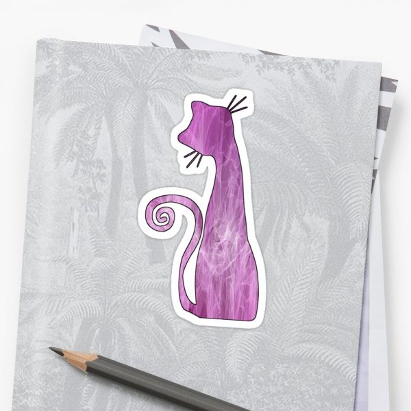Electric Pink Cat Abstract Art Sticker