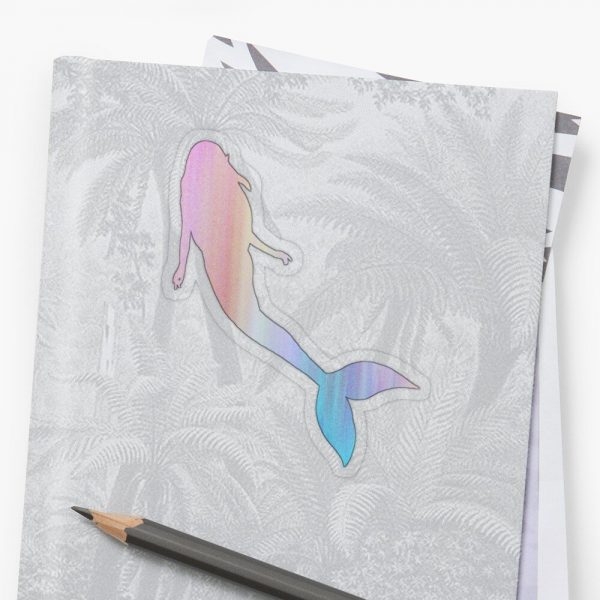 Rainbow Mermaid Abstract Art Sticker