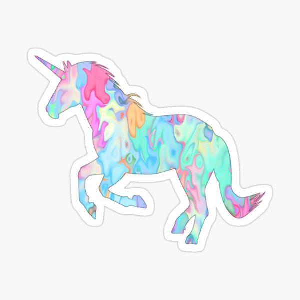 Rainbow Unicorn Abstract Art Sticker