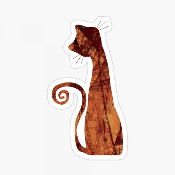 Brown Cat Abstract Art Sticker