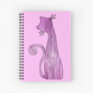 Electric Pink Cat Abstract Art Spiral Notebook