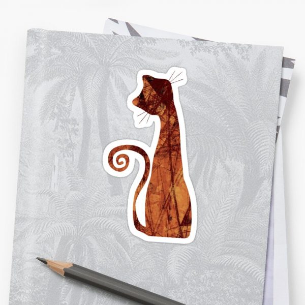 Brown Cat Abstract Art Sticker