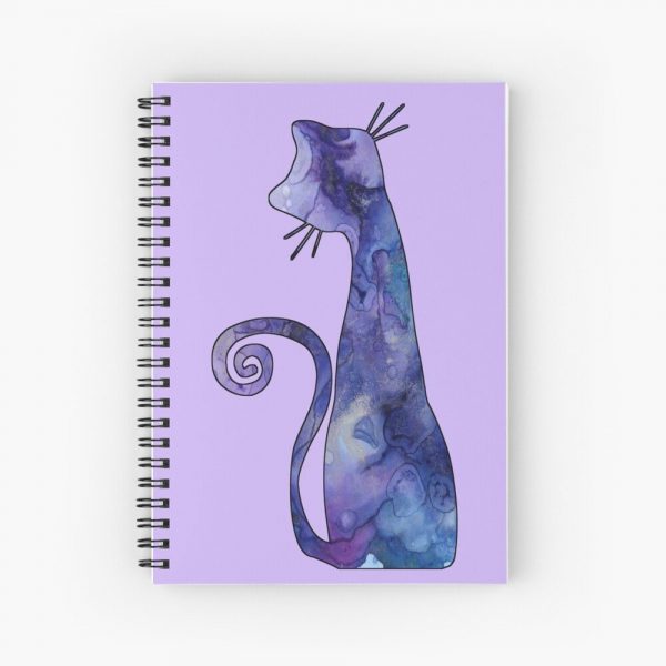 Blue Cat Abstract Art Spiral Notebook