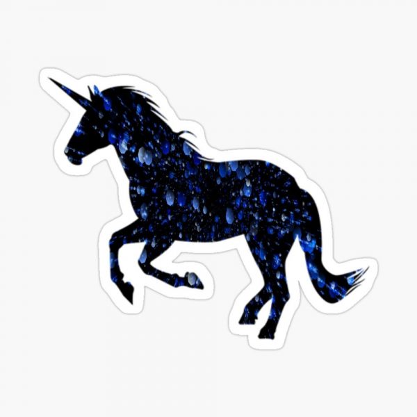 Blue Unicorn Abstract Art Sticker