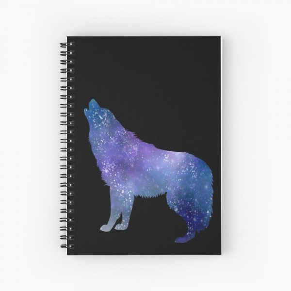 Galaxy Wolf Altered Art Spiral Notebook