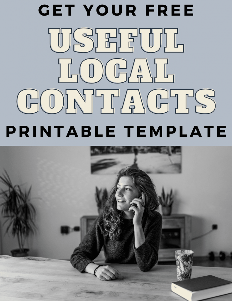 Useful Local Contacts [Printable Template]
